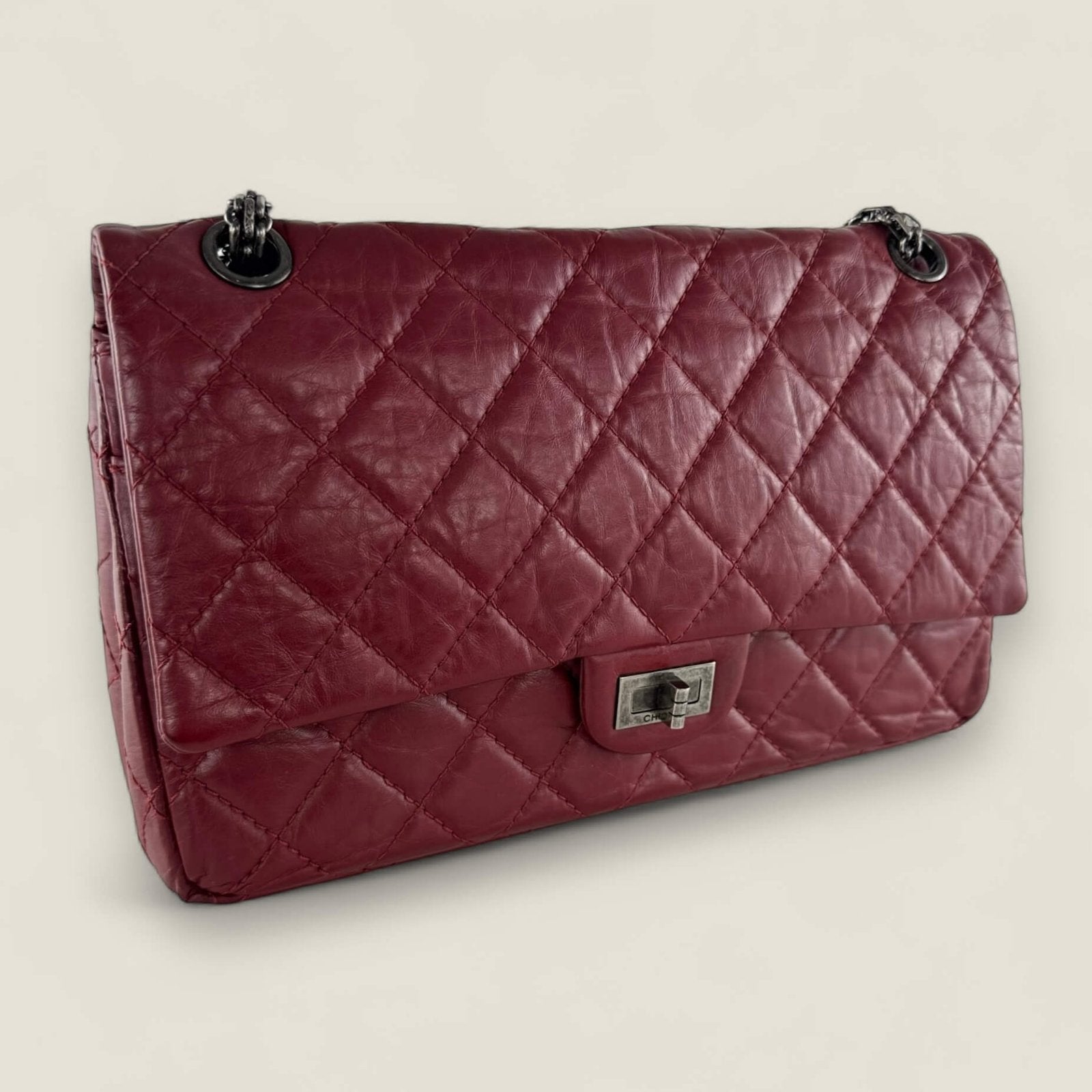 Rode Chanel schoudertas leer