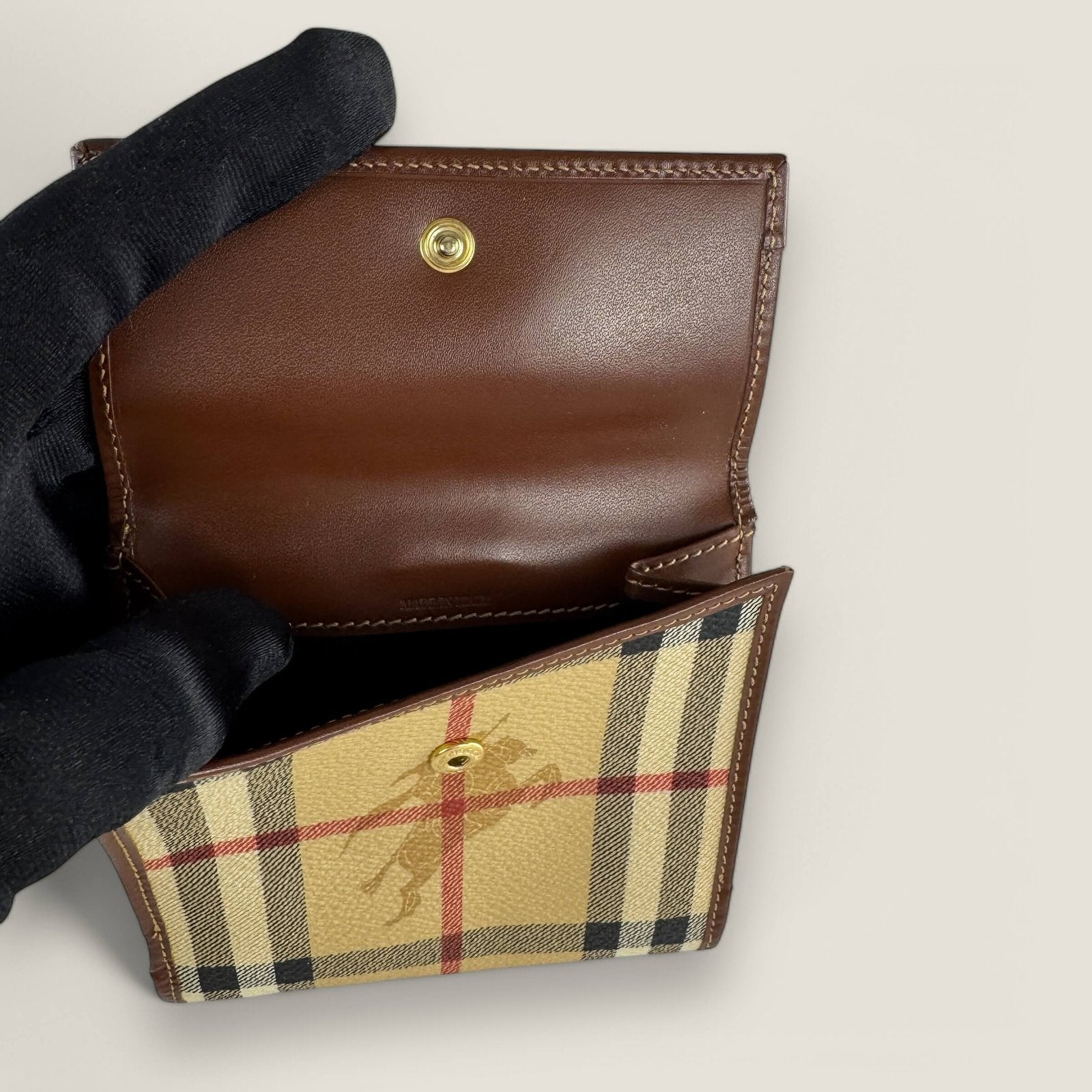 Pre-owned Burberry wallet checked print haymarket