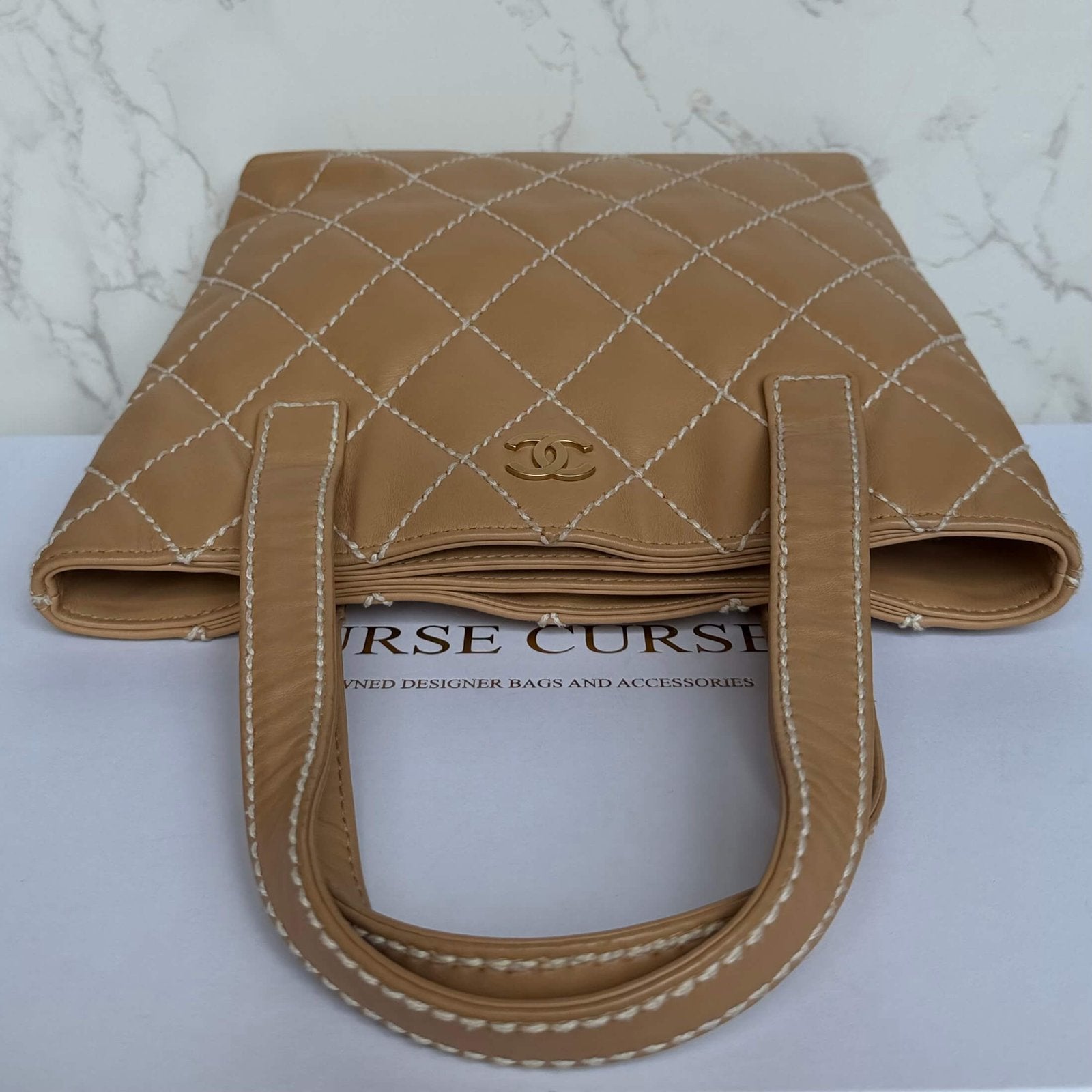 Tweedehands Chanel designer tas beige