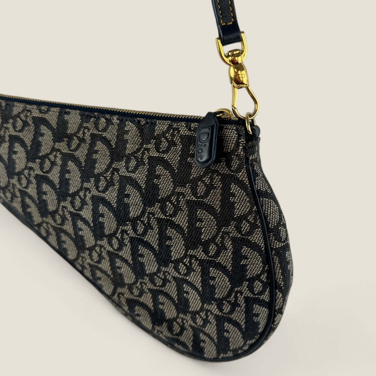 Pre-owned Christian Dior monogram oblique canvas mini Saddle bag