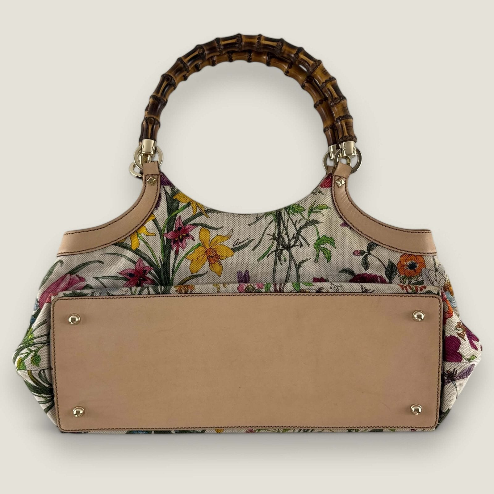 Tweedehands Gucci Bamboo flora handtas
