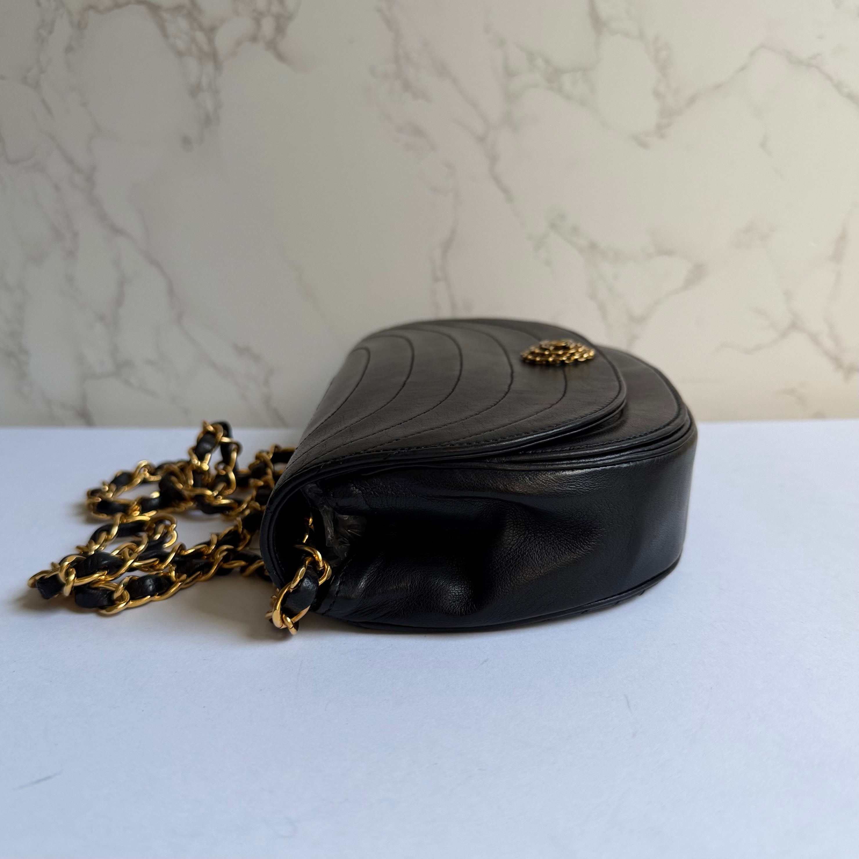 Chanel vintage half moon flap black