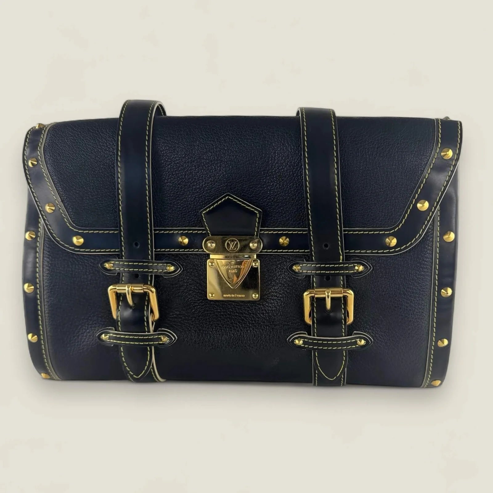 Vintage Louis Vuitton L’Epanoui GM zwart leer close-up