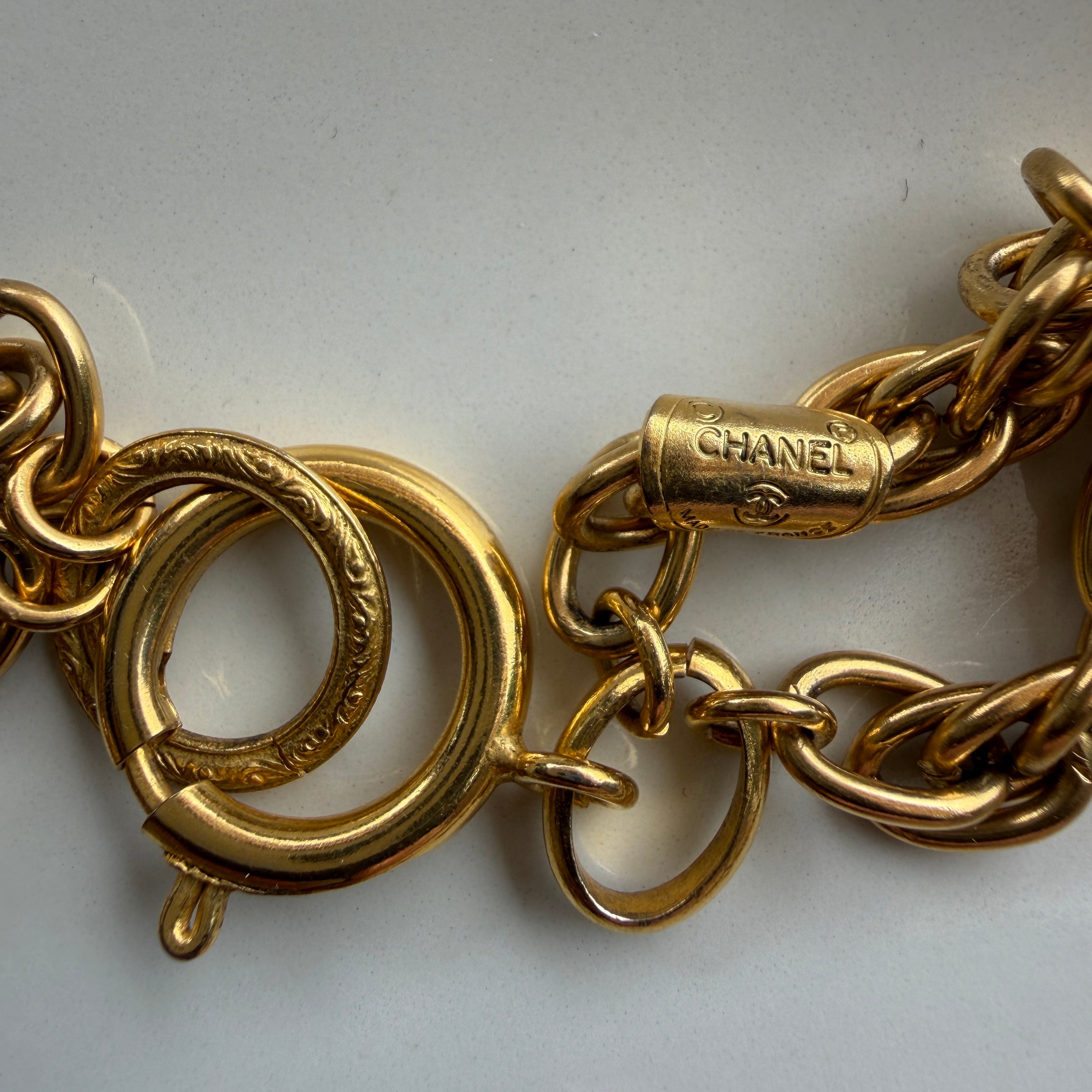 Vintage Chanel ketting CC logo 24k verguld