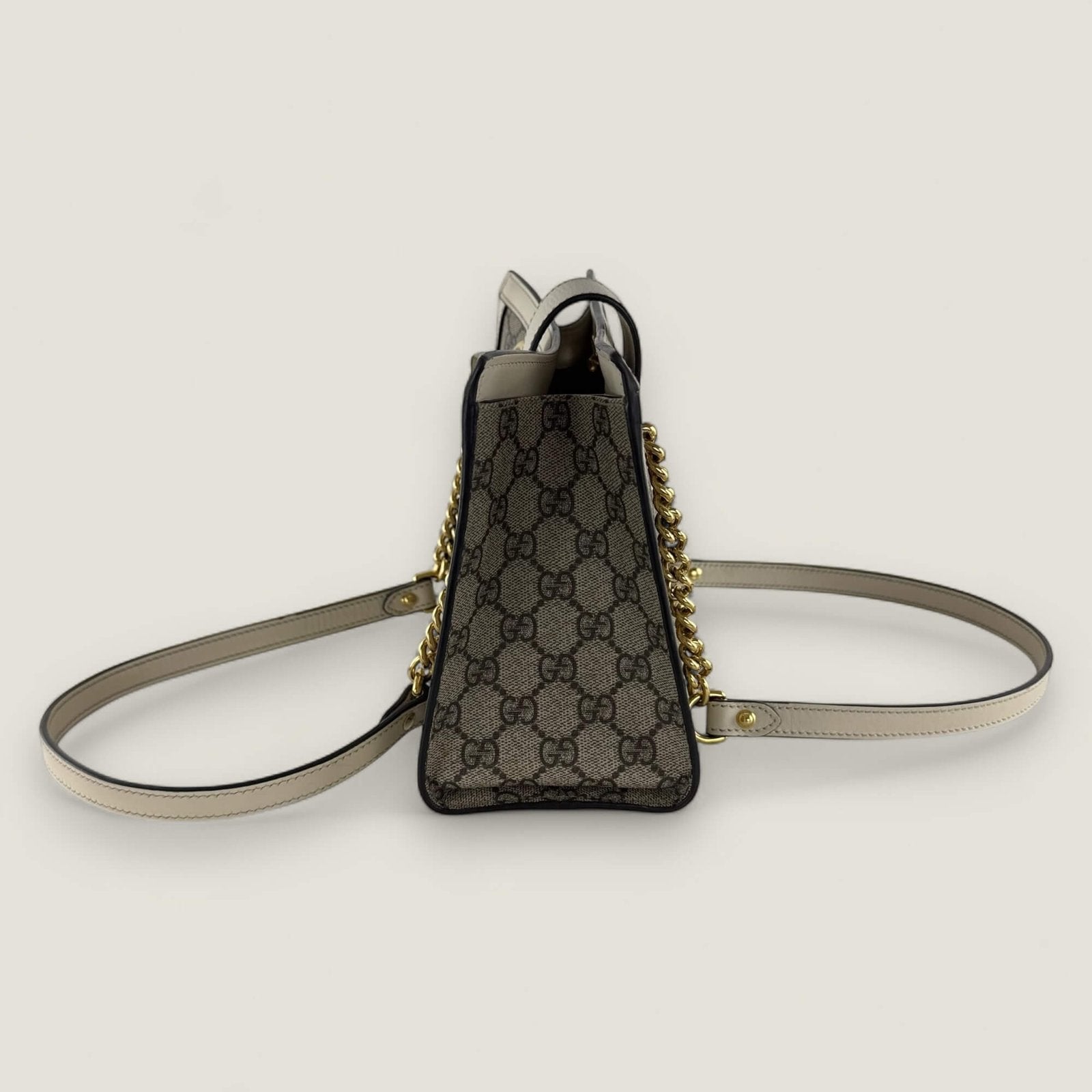 Zijaanzicht Gucci padlock tote small wit