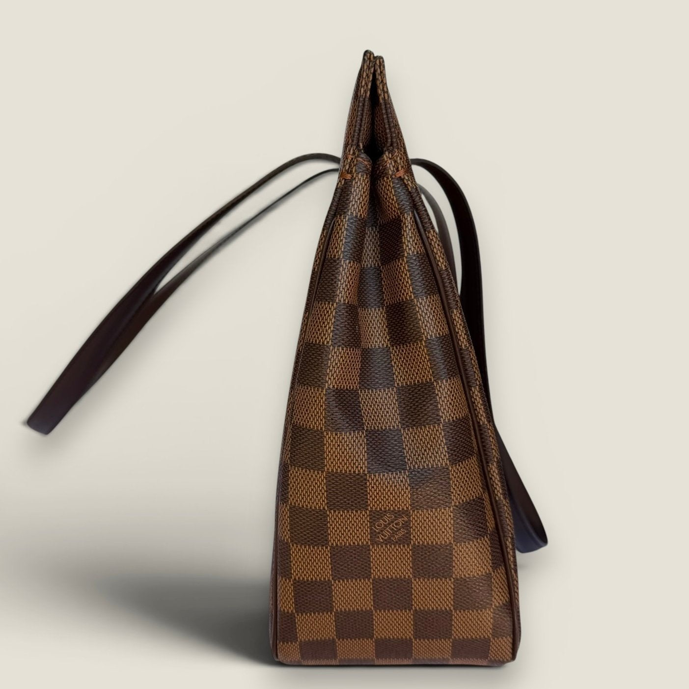 Zijaanzicht authentieke Louis Vuitton Parioli PM Damier Ebene