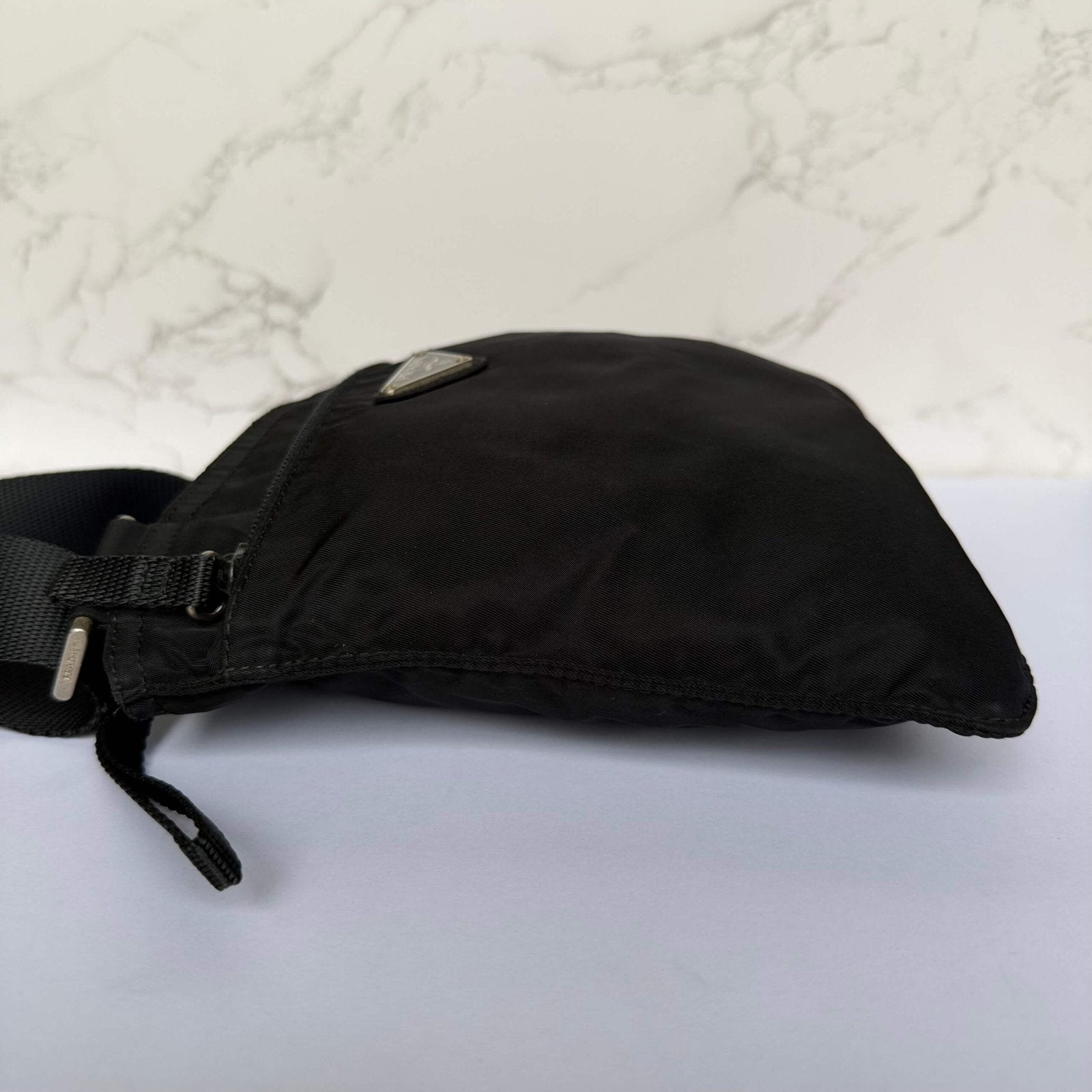 Side authentic Prada nylon bag black