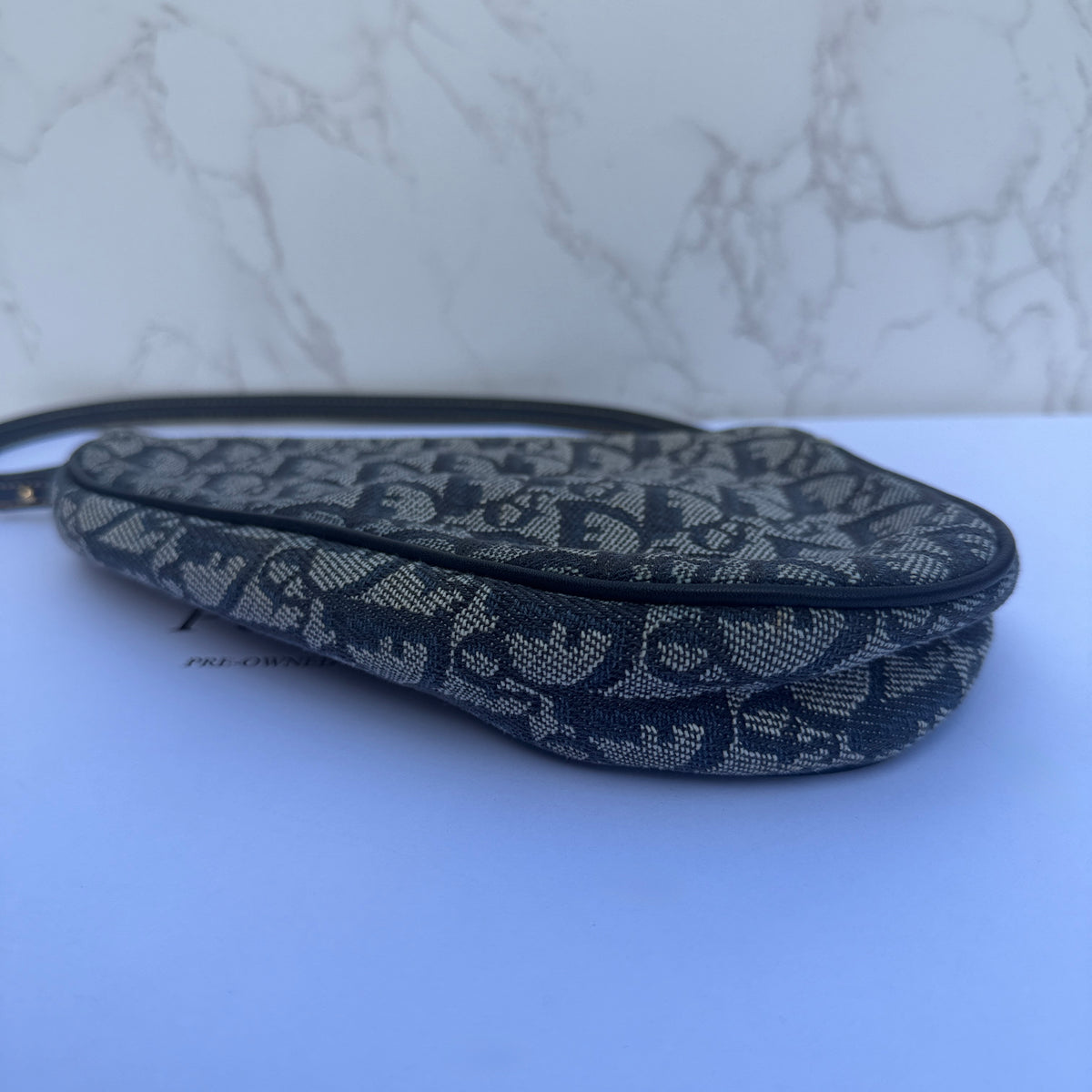 authentieke vintage Dior Saddle pochette donkerblauw 