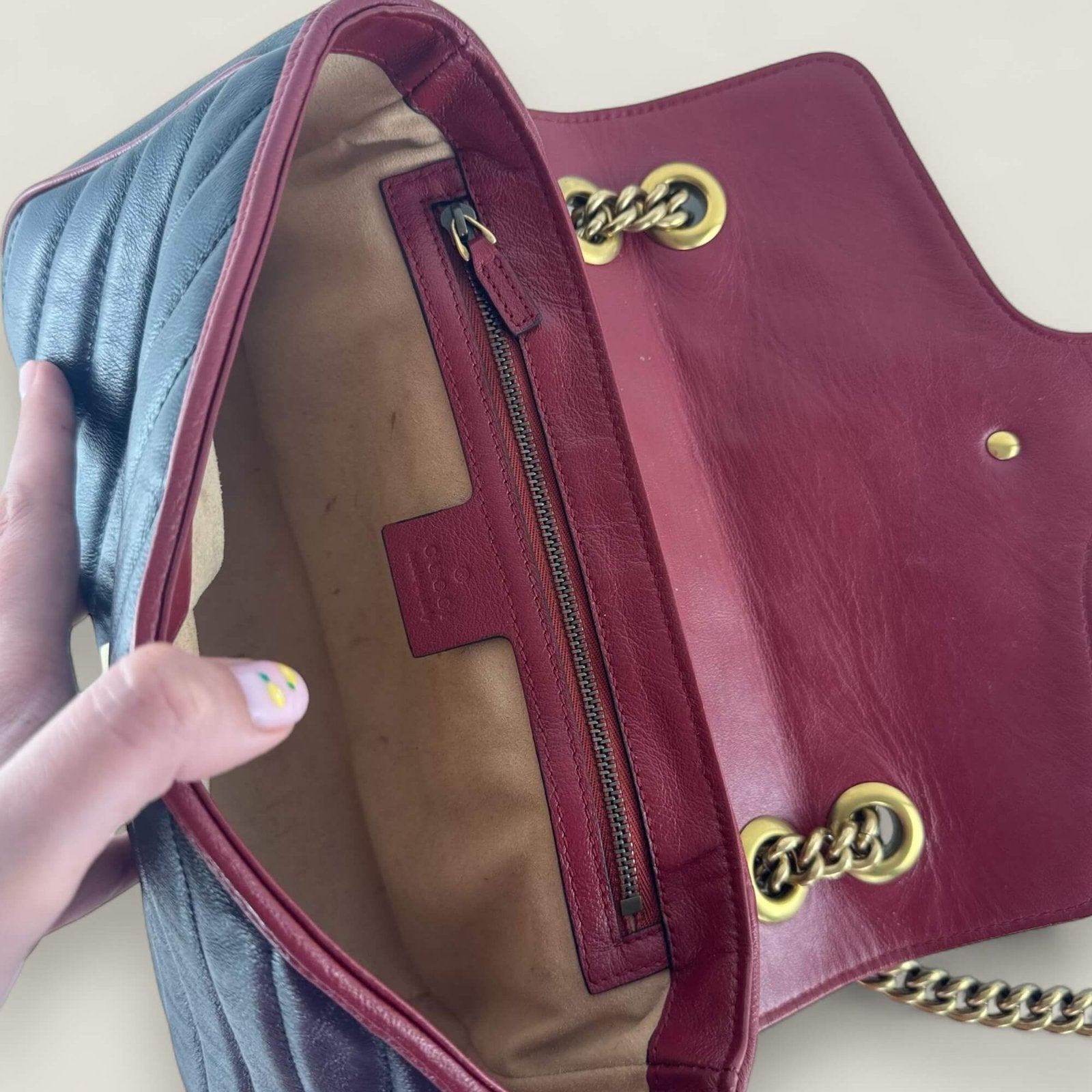 binnenkant designertas Gucci origineel