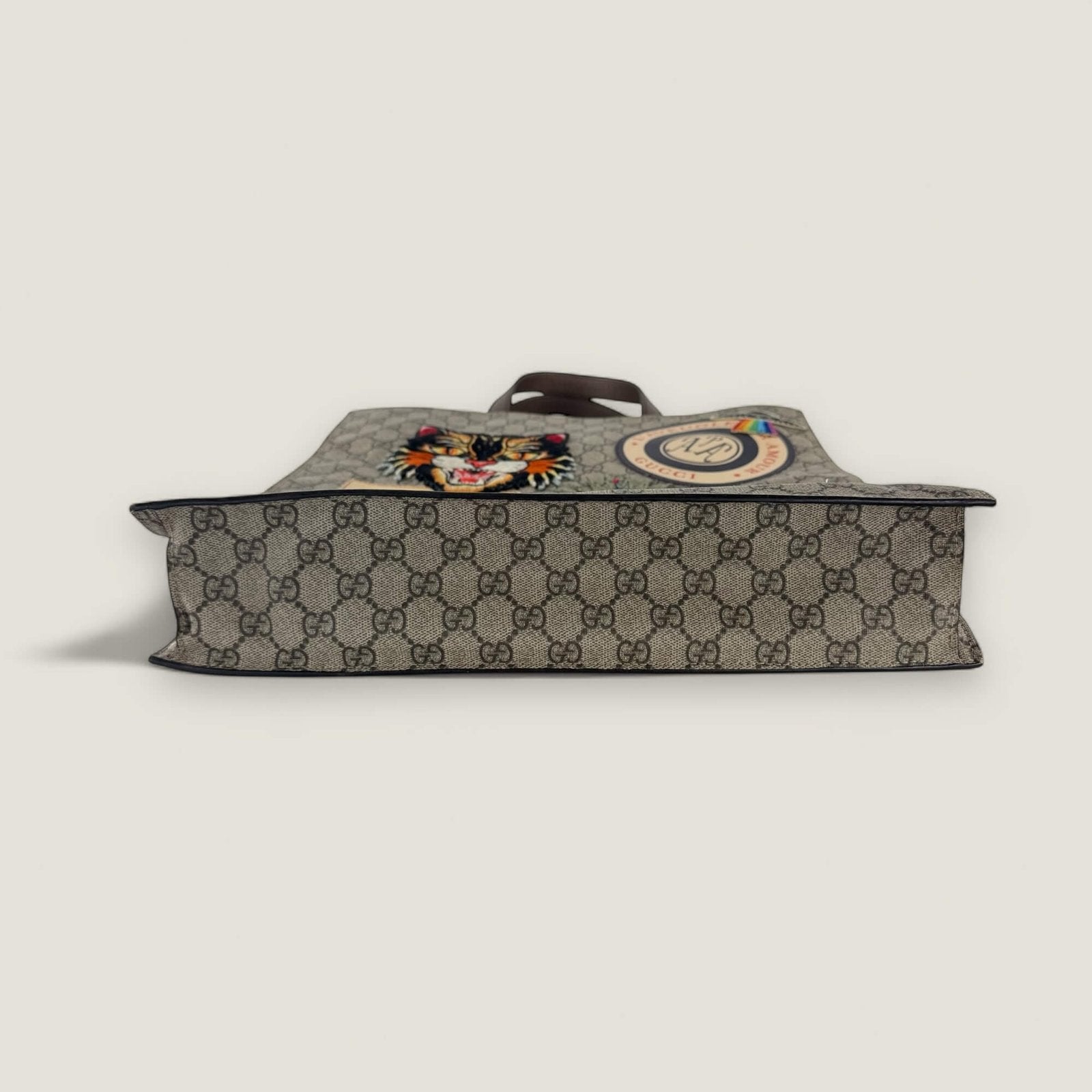 bottom Gucci GG supreme patches tote blind for love