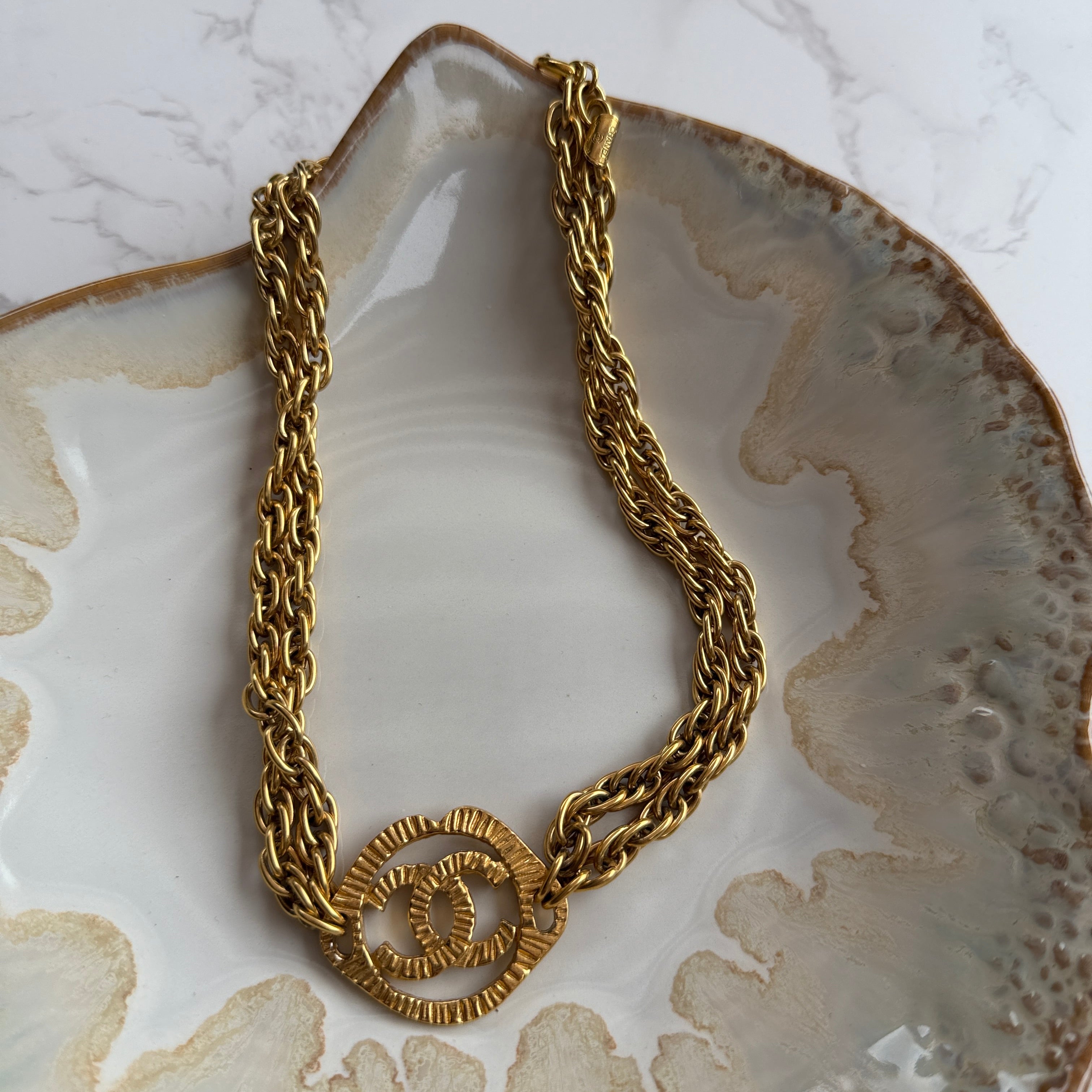 originele vintage Chanel ketting CC logo kort