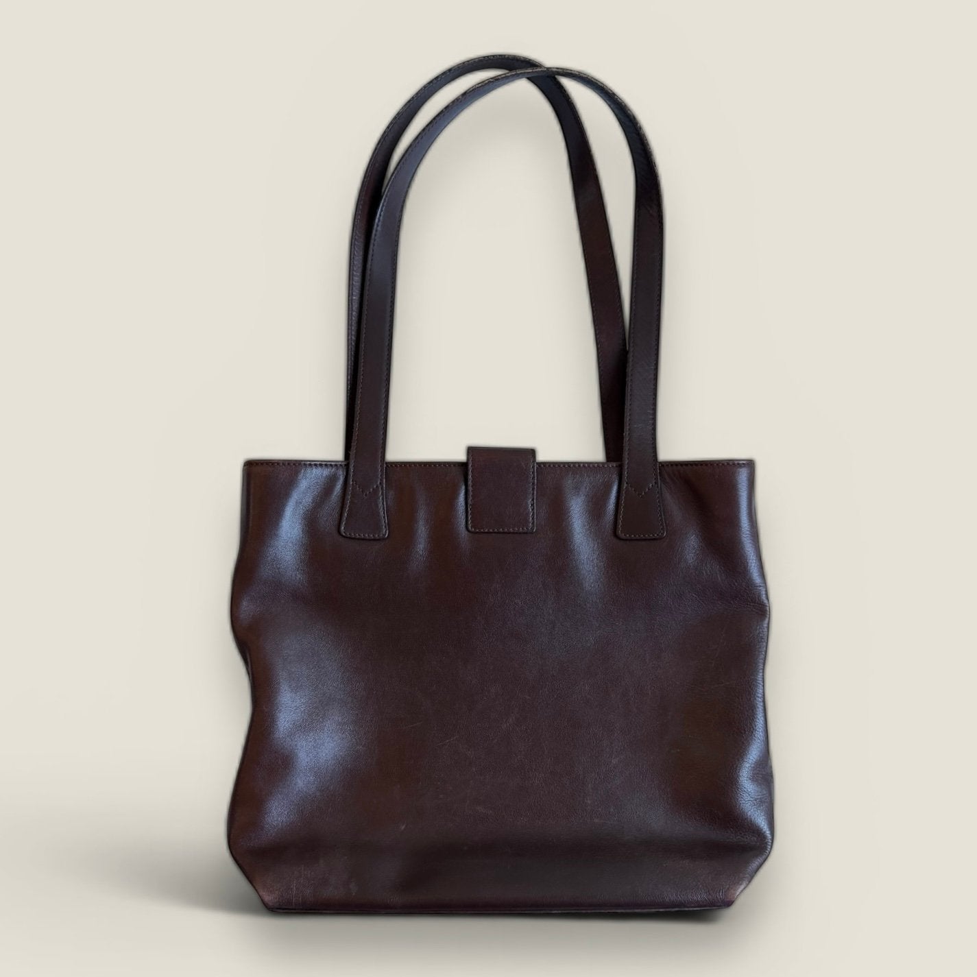 vintage Chanel brown lambskin tote back