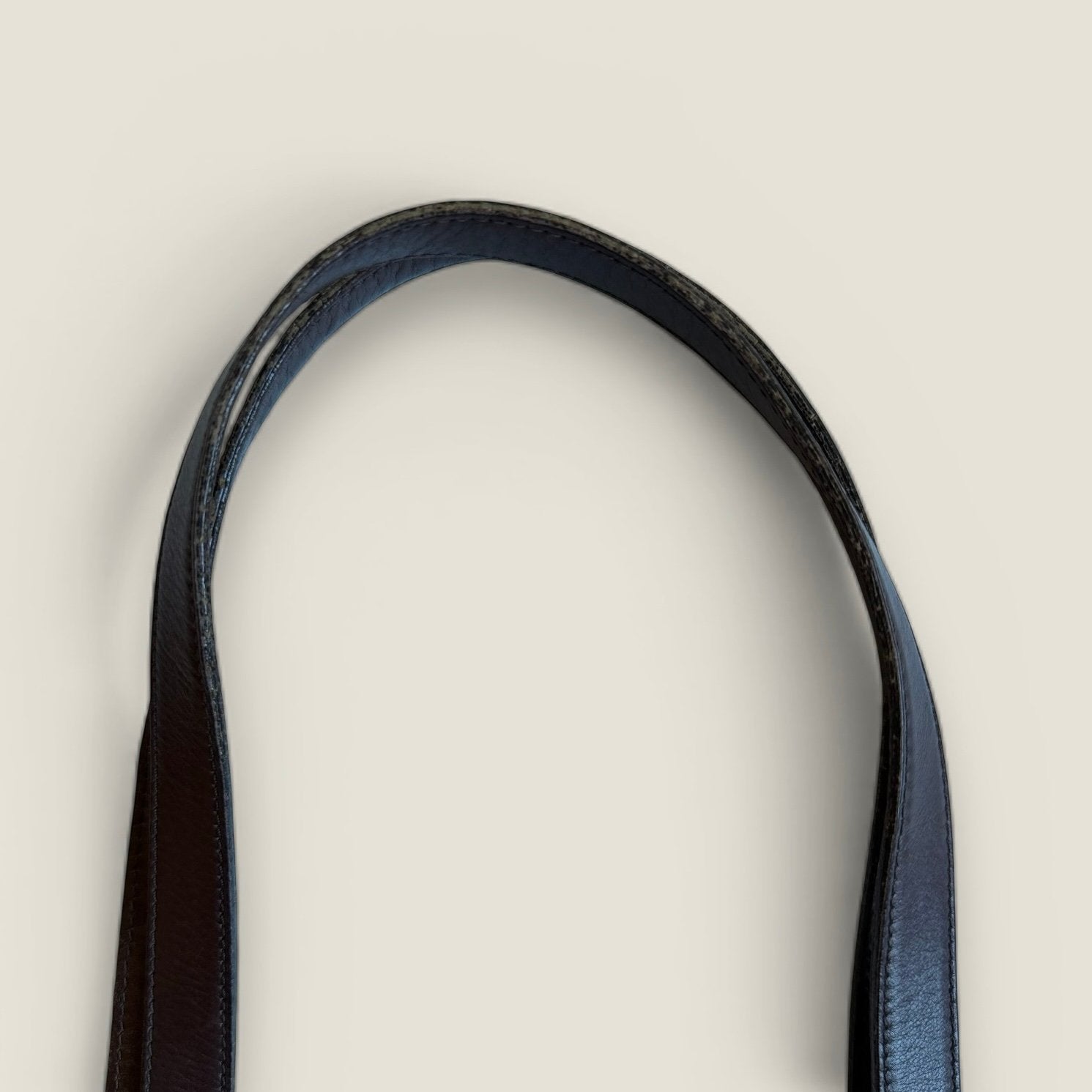 vintage Chanel brown lambskin tote handle detail
