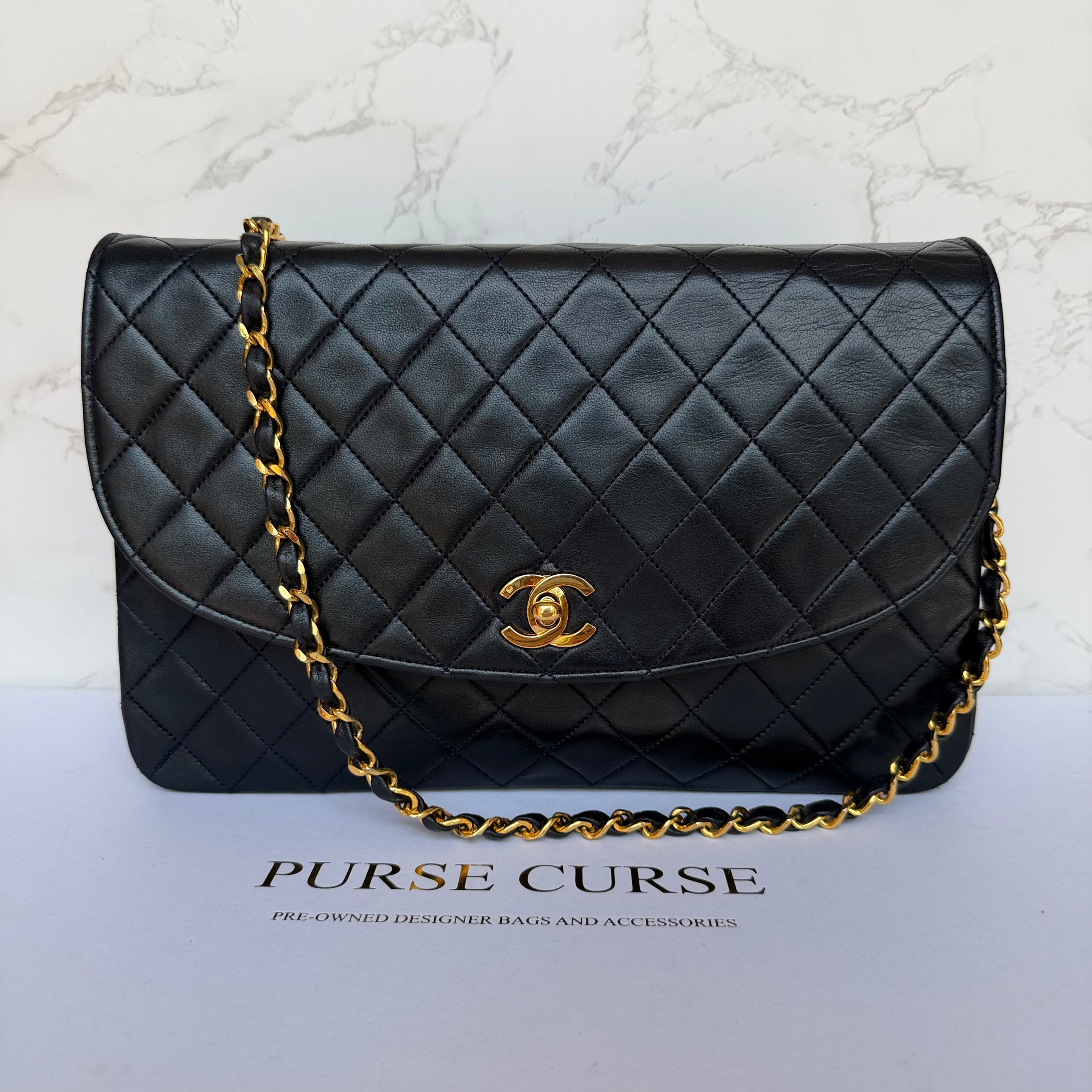 vintage-Chanel vintage matelasse navy lambskin-single-flap