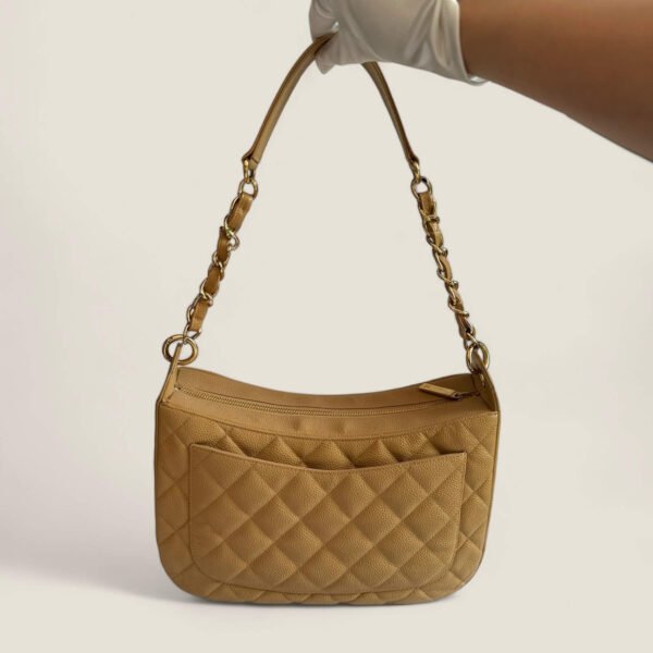 Chanel caviar quilted timeless CC shoulder bag beige used