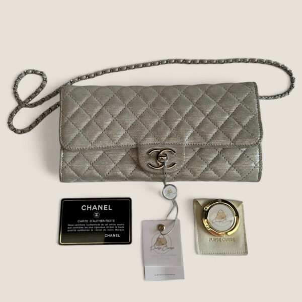 Chanel metallic silver East West flap clutch bag 2010-2011