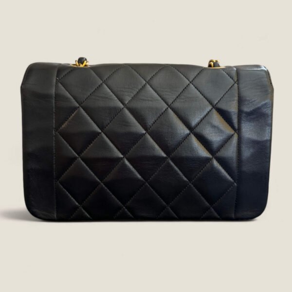 Chanel preloved small Diana black lambskin 24k goldplated hardware