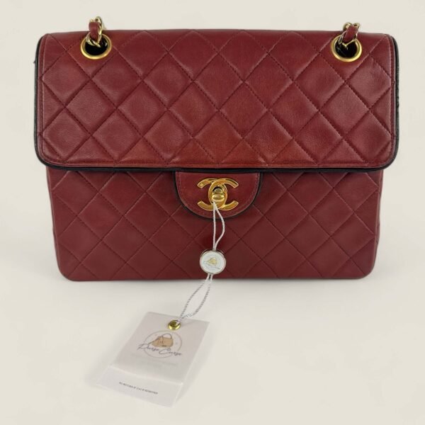 Pre-loved Chanel medium tall single flap red lambskin