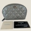 Pre-owned Chanel Cosmetica case silver leather and hardware