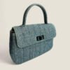 Chanel denim mini bag top handle metallic blue hardware