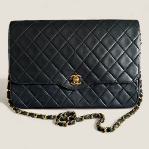 Pre-owned Chanel single flapbag matelasse quilted lambskin leather 24k goldplated hardware