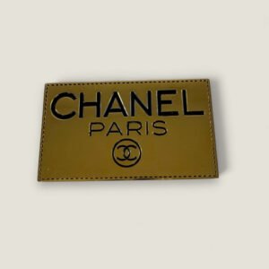 Chanel gold logo plaque brooch