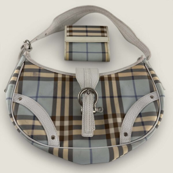 Burberry schoudertas en portemonnee set blauw geruit