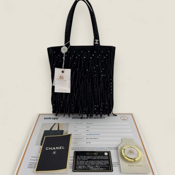 Authentieke Chanel mini tas suede fringe rhinestones