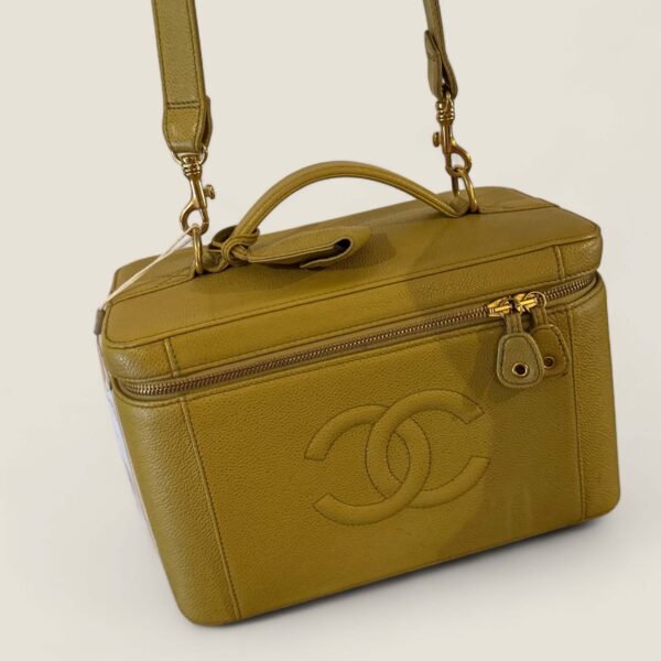 Chanel CC caviar vanity bag yellow preloved
