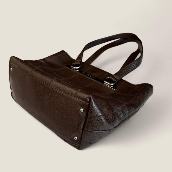 Chanel square stitch tote brown caviar leather silver hardware 2004- 2005