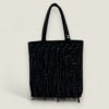 Chanel vintage suède fringe rhinestone mini tote - pre-owned