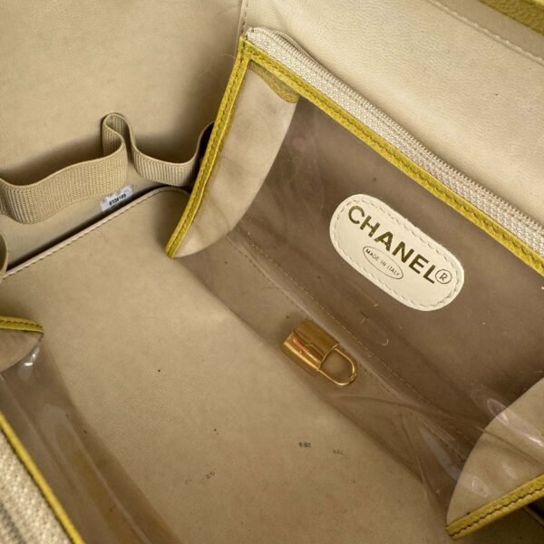 Chanel vintage vanity bag inside yellow