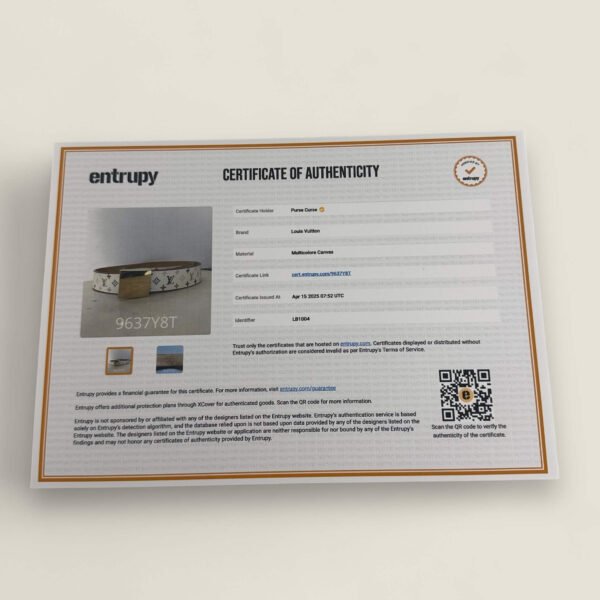 Entrupy authenticiteitscertificaat