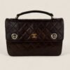 Pre-loved Chanel briefcase with shoulderstrap brown leather vintage rare model