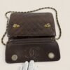 Pre-owned Chanel briefcase double turnlock brown lambskin leather gold hardware