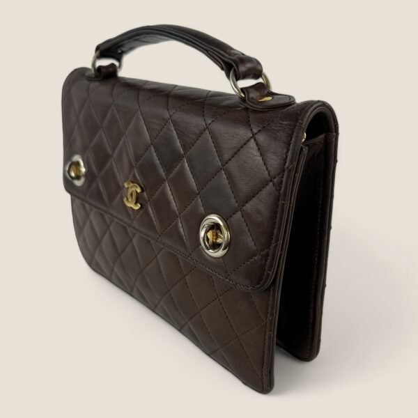 Pre-owned Chanel double turnlock briefcase with strap rare bag