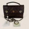 Tweedehands Chanel dubbele turnlock aktentas met ketting bruin leer vintage zeldzaam model