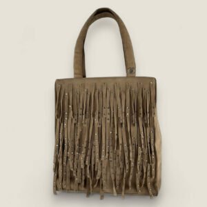 Chanel fringe mini tote beige