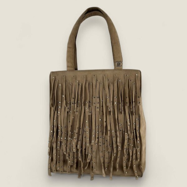 Chanel fringe mini tote beige