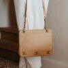 Chanel vintage tan caviar leather CC shoulder bag