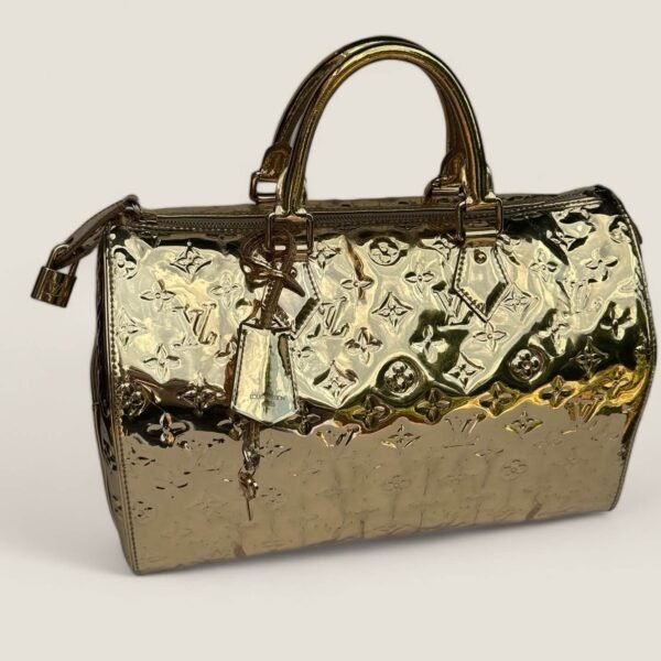 Louis Vuitton tweedehands goud monogram Miroir Speedy 35 goud
