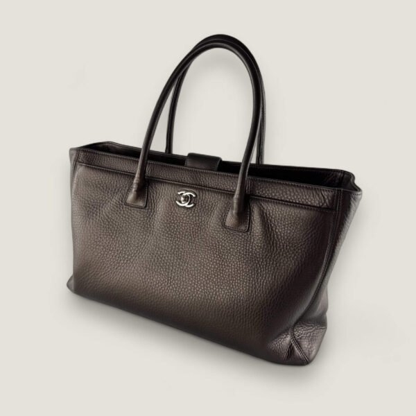 Chanel handtas bruin metallic leer soft caviar