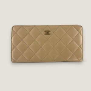 Chanel portemonnee beige caviar