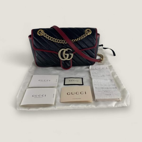 Gucci GG Marmont zwart met rood originele factuur, dustbag en doos