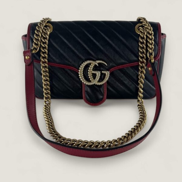 Tweedehands Gucci GG Marmont zwart met rood