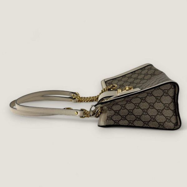 Zijkant kleine padlock tote Gucci wit