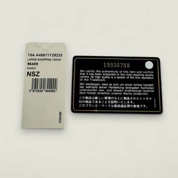 authenticiteitskaart en Chanel tag authentieke tas