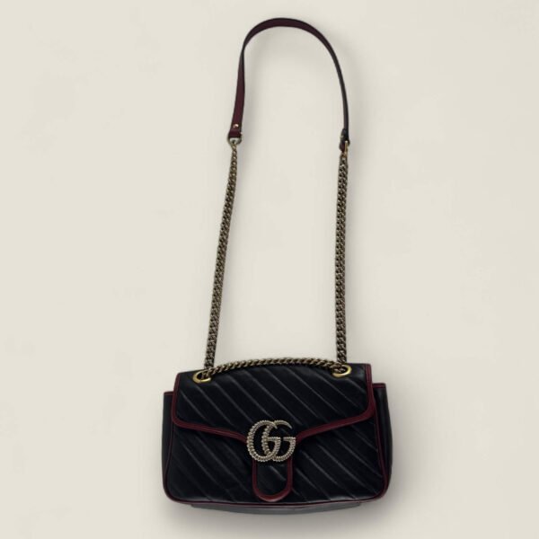pre-owned Gucci GG Marmont black and red