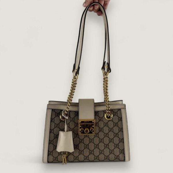 pre-owned Gucci padlock small white