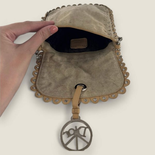 Binnenkant authentieke Christian Dior suede Hippie tas